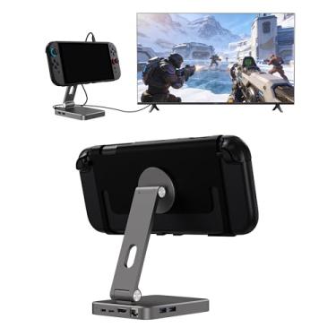 Imagem de Antank Foldable Magnetic Stand Compatible with Nintendo Switch 2, Gigabit Ethernet, Portable Charging Stand holder for Desk, TV Docking Station with 4K@120Hz HDMI Adapter/2 USB-A 3.0 Port for Switch 2