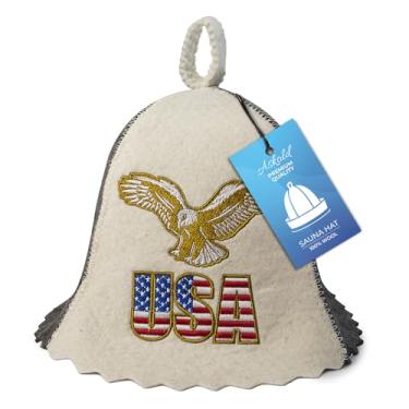 Imagem de ASKOLD Chapéu de sauna de lã bordado bandeira dos EUA boné sauna finlandês chapéu de sauna para homens chapéu de sauna de lã chapéu banya para homens boné de sauna para homens - chapéu de sauna para