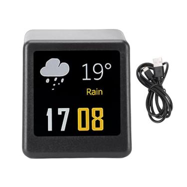 Imagem de Eujgoov Mini Relógio Digital Com Display LED, Display Dinâmico Inteligente de Temperatura e Umidade de 240 X 240 Pixels, Pequeno Relógio Digital Com Animação GIF Em Tela Cheia