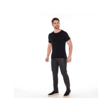 Imagem de Calça Masculina material sintético Slim Sarja resinada - OZIEL JEANS, 