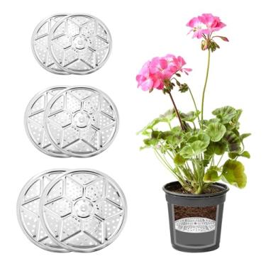 Imagem de Yitexin 6 pacotes de enchimento de vaso de aço inoxidável para uso externo, peças de elevação redondas para vasos internos, forro de bandeja com orifícios de drenagem, fundo grande, solo, água, flor