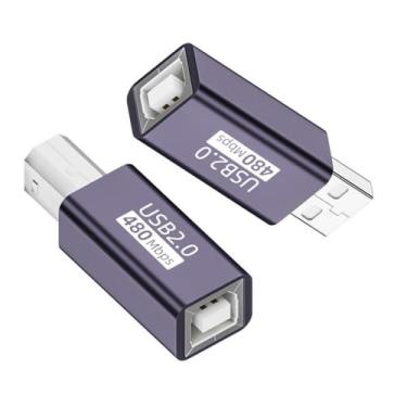Imagem de chenyang 2 Pack adaptador de impressora USB 2.0 tipo A/B macho para impressora Gênero Changer Adaptador de conector de impressora Scanner de disco