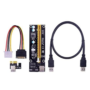 Imagem de BUDAY Extensor de cartão Riser 100 peças VER006S PCI-E 1X a 16X 60 cm Cabo USB 3.0/SATA para cabo de alimentação de 4 pinos para placa gráfica de vídeo (0,6 m)