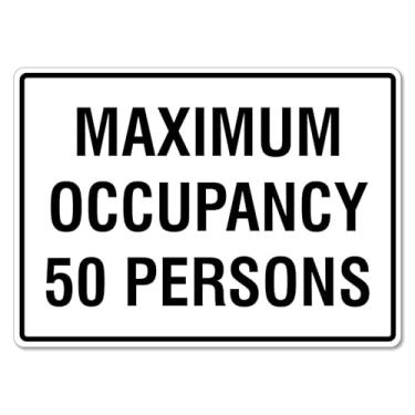 Imagem de Placa de Ocupação Máxima para 50 Pessoas - Placa de metal de segurança, 20 x 30 cm - Aviso claro para uso doméstico e comercial