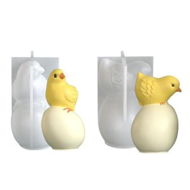 Imagem de Airssory 2 peças, 2 estilos, moldes de silicone para vela de ovo de galinha em pé 3D, molde de silicone para fundição de resina, faça você mesmo
