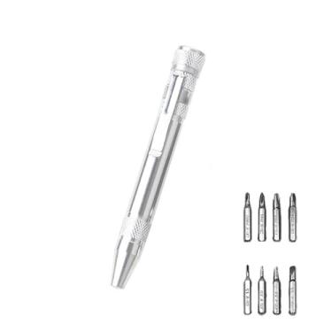 Imagem de Conjunto de chaves de fenda multifuncional 8 em 1, conjunto de chaves de fenda de liga de alumínio de precisão (disponível em quatro cores: preto, vermelho, azul e prata). (Prata)