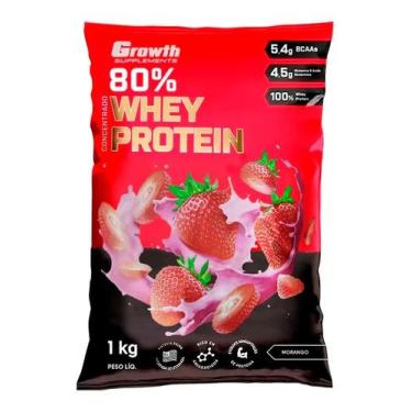Imagem de 1 WHEY 80%PROTEIN CONCENTRADO (1KG) - morango - Growth