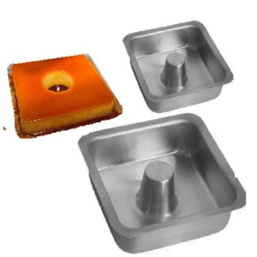 Imagem de Kit 2 Formas Bolo/Pudim Quadrada Suiça com Tubo no Meio, Assadeiras Al