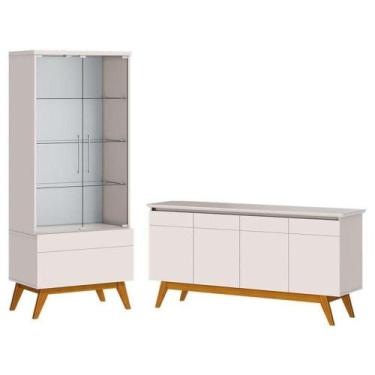Imagem de Aparador Para Sala Buffet 1.6 E Cristaleira Classic Off White - Imcal 