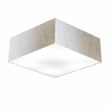 Imagem de Plafon Quadrado Vivare Md-3002 Cúpula Em Tecido 15/50x50cm - Bivolt Linho Bege 127/220v