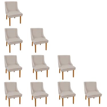 Imagem de Kit 10 Cadeiras de Jantar Suede Bege Pés Palito