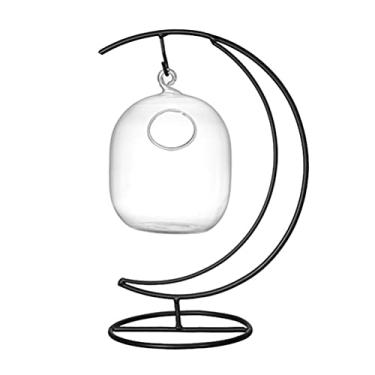 Imagem de Copo de coquetel pendurado, vidro criativo de palha, copo de coquetel, óculos de bar com suporte de ferro para ktv bar club (Color : Transparent Color)