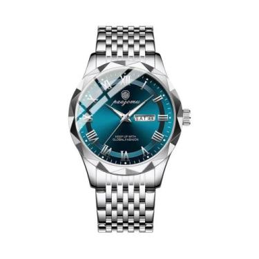 Imagem de Relógio De Luxo Masculino À Prova d'Água Com Data Luminosa Em Aço Inox