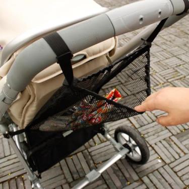 Imagem de Organizador universal de carrinho de bebê – Bolsa de armazenamento de malha ajustável para Uppababy, Nuna, Britax, Doona - Acessório leve e antiderrapante