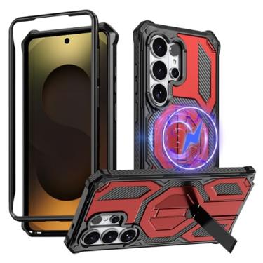 Imagem de muitq Capa para Samsung Galaxy S26 Ultra com molduras frontais e suporte ajustável, capa protetora magnética magnética resistente à prova de choque (2026), (vermelho)