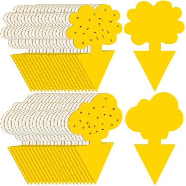 Imagem de Mysora Pacote com 200 armadilhas adesivas para moscas de frutas para ambientes internos e externos, armadilhas adesivas para mosquitos amarelos, insetos voadores para proteger plantas