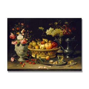 Imagem de Arte em tela vintage de frutas mortas, pintura clássica de cozinha country, decoração de parede de casa de fazenda quente para sala de jantar e cozinha. B22. 70 x 98 cm - 27,5 x 38,6 pol. Somente tela