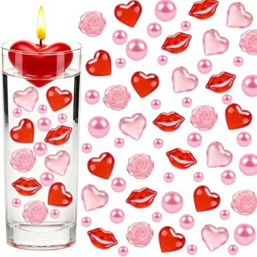 Imagem de YIYA 120 peças para decoração de vaso de dia dos namorados, acrílico, vermelho, rosa, coração, pérolas, rosa, lábios, contas falsas, flutuantes, para festa dos namorados, casamento, aniversário