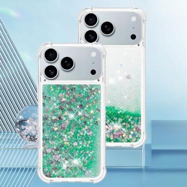 Imagem de Capa transparente com glitter e areia movediça líquida para iPhone 17 Air 16 PM 15 14 Plus 13 12 11 Pro Max 16e, capa protetora antirreflexo, YB, LS, L07, para iPhone 15 Pro