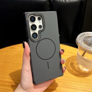 Imagem de HJZSZX Capa de silicone macio com lente de luxo e carregamento sem fio para Galaxy S24 Ultra (para Galaxy S24 Ultra/cinza grafite)