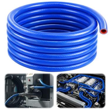 Imagem de Outus Mangueira de silicone para aquecedor de 7,5 m, rolo de 7,6 m, radiador de arrefecimento, pressão de ruptura reta azul, 464 psi, alta temperatura reforçada para transporte de água/gás para