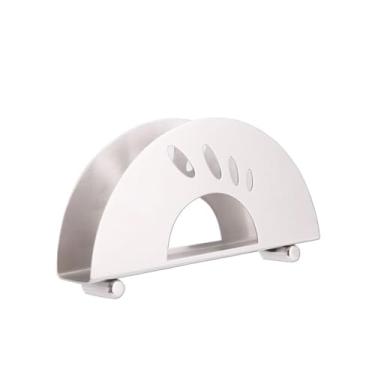 Imagem de Prática moda de aço inoxidável assento toalha de papel toalha de mesa suporte de guardanapo de papel quadrado clipe de toalha ocidental café semicírculo vertical organizador de suporte de toalha de