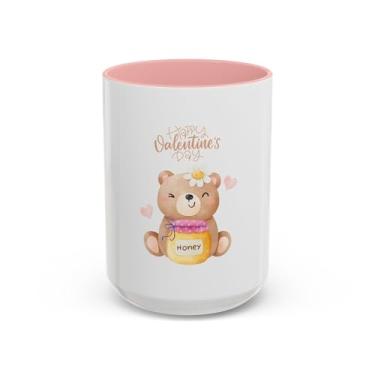 Imagem de Caneca de urso feliz dia dos namorados – copo de café com detalhe de pote de mel fofo