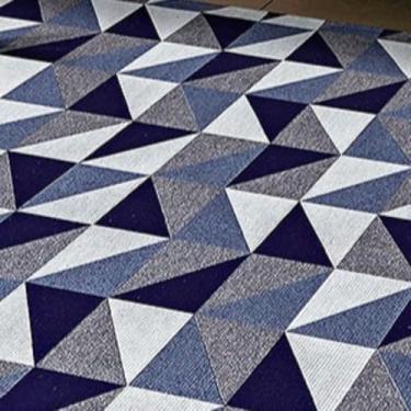 Imagem de Tapete Jacquard Boho Geométrico Antiderrapante para Sala Grande(Geométrico Azul,1.00x1.35)