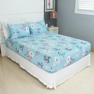 Imagem de Jogo de Lençol Cama Casal Malha 100% Algodão 3 Peças Estampado Com Elástico Toque Macio Cozzilar (Modelo 2)