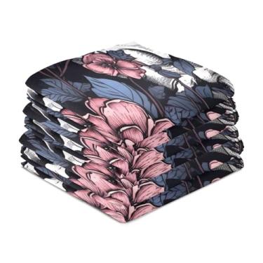 Imagem de Wassud Toalhas de cozinha crânio rosa panos de prato de cozinha pacote com 6 panos de prato macios com laço para pendurar toalha de mão de secagem rápida super absorvente toalhas de chá de mesa