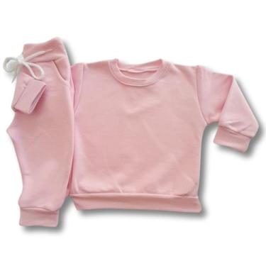 Imagem de Conjunto infantil Roupa de Frio Moletom Básico Grosso Liso Bebê Unisse