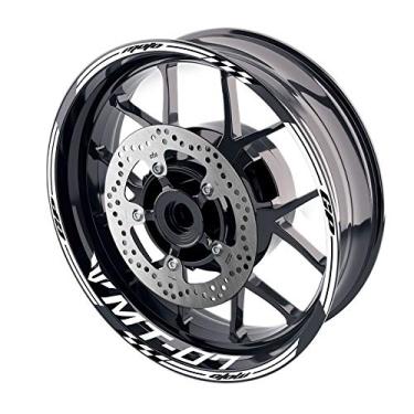 Imagem de MC MOTOPARTS Adesivos de aro de roda de 17 polegadas decalques listrados AA02 compatível com MT-07 14 15 16 17 18 21 22 23 2018-2020 18 19 20 (branco)