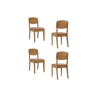 Imagem de Kit 4 Cadeiras de Cozinha Havana 4 Un Naturale/Linho Capuccino - Rufato