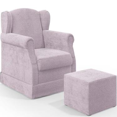 Imagem de Poltrona De Amamentação Com Balanço E Puff Elisa P02 Bouclê Rosê - Lyam Decor