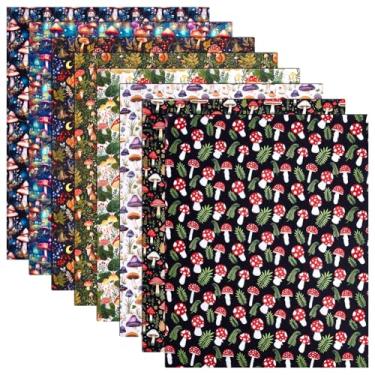 Imagem de PH PandaHall 8 peças de tecido de algodão cogumelo folhas de cogumelo tecido acolchoado plantas florestais patchwork tecidos botânicos florestais para costura faça você mesmo artesanato scrapbooking
