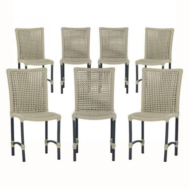 Imagem de 7 Cadeiras Cannes Corda Náutica Alumínio Cozinha Jantar Rami