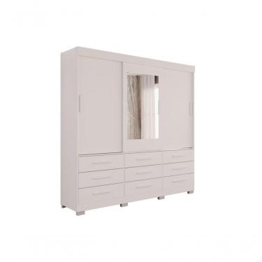 Imagem de Guarda-roupa New Star 3 Portas 9 Gavetas Com Espelho Salleto Branco