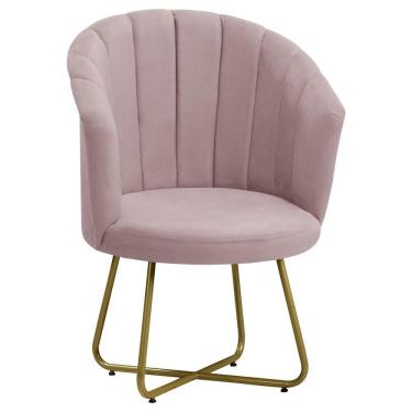 Imagem de Poltrona Pérola Base De Metal Dourada Veludo - Star Confort Rose