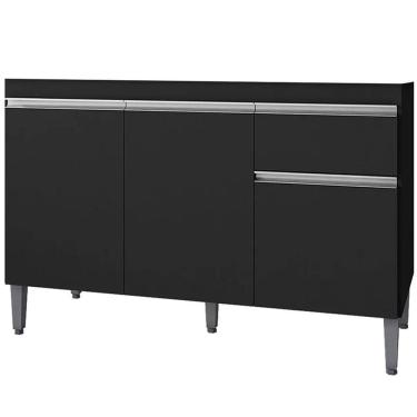 Imagem de Balcão De Pia 120 Cm Talita 3 Portas 1 Gaveta Preto