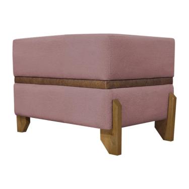 Imagem de Puff Recamier Kodama Para Cama De Solteiro 50cm Bouclé Pé Castanho - Rosê Bouclé