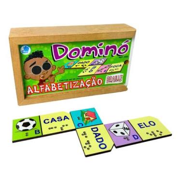Imagem de Jogo de Dominó Alfabetização Braille Brinquedos Educativos Pedagógico 