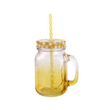 Imagem de Copo Le Degradê com Canudo em Vidro Amarelo 450ml, UNICA, U