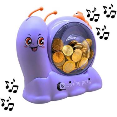 Imagem de Cofre Caracol Infantil com Música e Luzes Opapro MTC105 Guarda Moedas,
