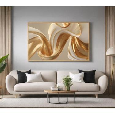 Imagem de Quadros Decorativos com Moldura Ondas Douradas Luxo para Sala Quarto e