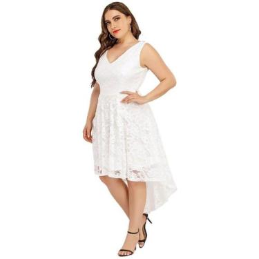 Imagem de Vestido De Casamento Branco Noiva Civil 92a Renda Plus Size - Shoopweb