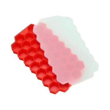 Imagem de Forma De Gelo De Silicone Reutilizável Com Tampa, Grau Alimentício, Em