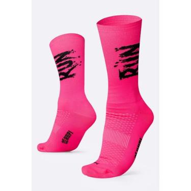 Imagem de Meia para Corrida HUPI RUN Rosa 1 Par Cano Médio, Cor Rosa, Tamanho Pl