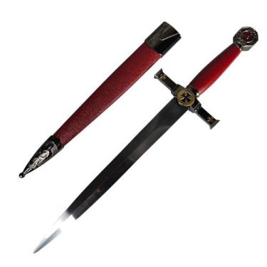 Imagem de Adaga Punhal Cavalaria Cruzada Templários Em Aço Com Bainha - Tenda Me