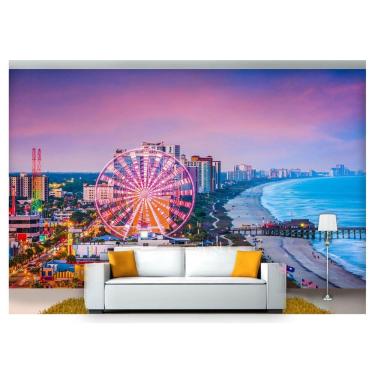 Imagem de Papel De Parede Cidade Litoral Roda Gigante 6M² Ncd212