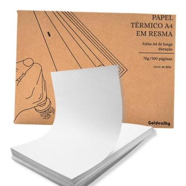 Imagem de Bloco Folha A4 Goldensky Papel Térmico 21x30 Branco Bobina